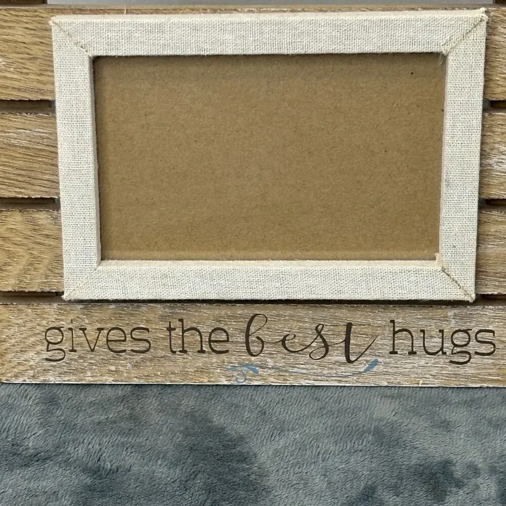 Rustic “Grandma Gives The Best Hugs” Wooden Picture Frame 4x6 Farmhouse